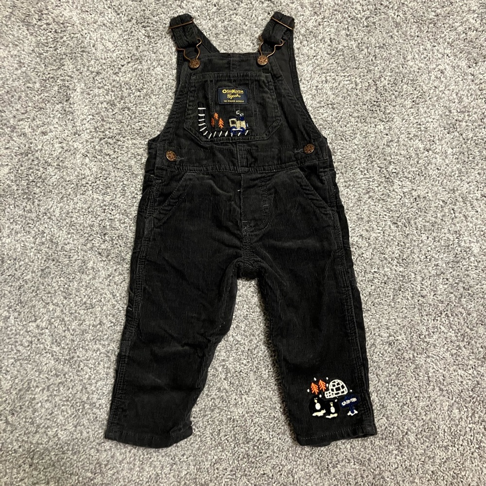 Oshkosh B’gosh Gray Corduroy Train Overalls
